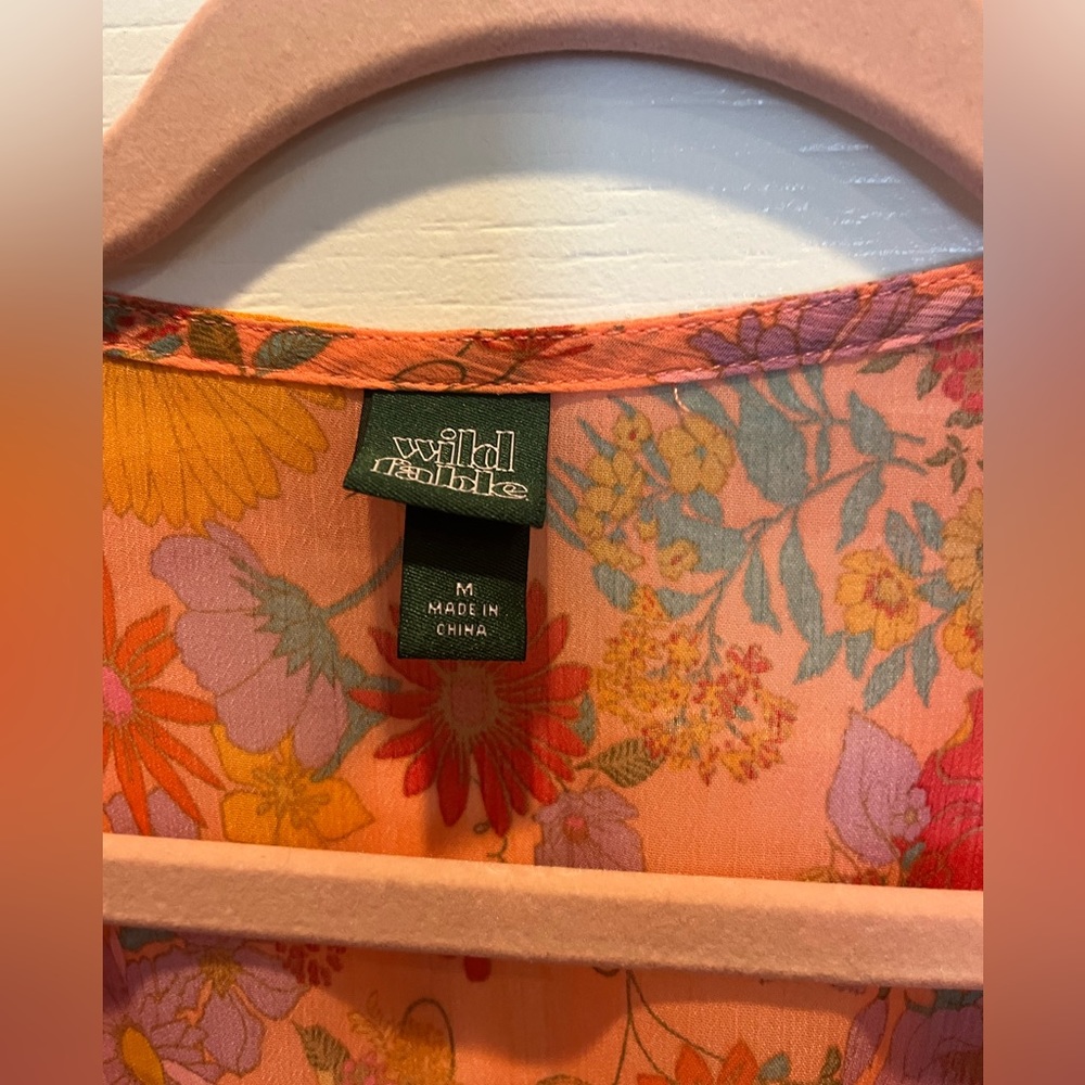 Wild Fable Floral Sheer Blouse - Orange and Pink XS - Picture 6 of 6